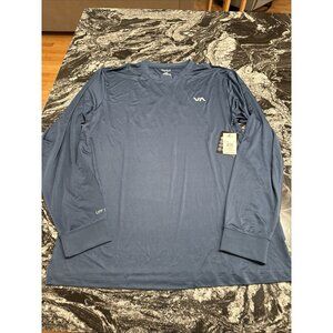 RVCA Robey LS Crew Sun Shirt Rashguard UPF 50+ Navy Blue Mens Size M NWT